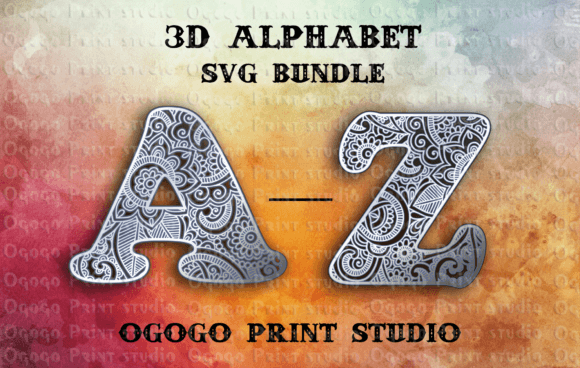 3D Alphabet Svg Bundle - Layered Mandala Graphics and Crafts
