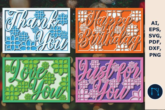 3D Layered Greetings Cards SVG Bundle for Laser Cutting