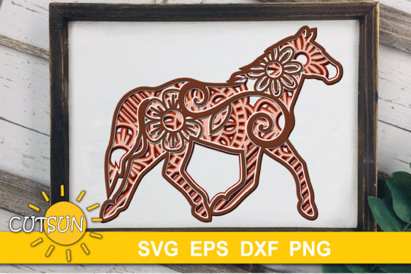 3D Layered Horse Mandala SVG - 5 Layers
