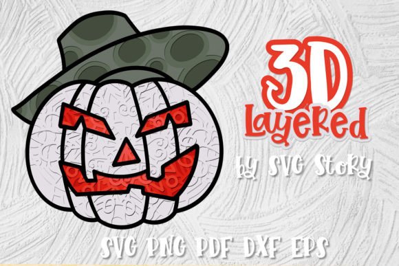 3D Layered Jack o Lantern SVG Pumpkin 04