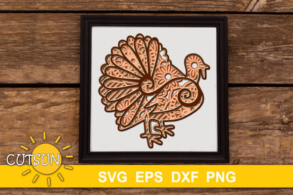 3D Layered Turkey Mandala SVG - 5 Layers