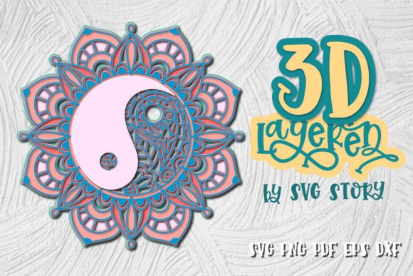 3D Mandala Yin and Yang 17 SVG Design
