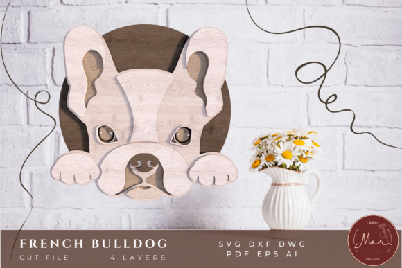 3D Multilayered French Bulldog Laser Cut