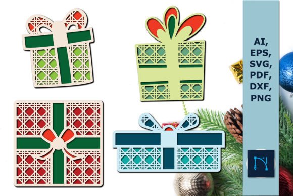 Layer 3D Christmas Gift Box SVG Bundle