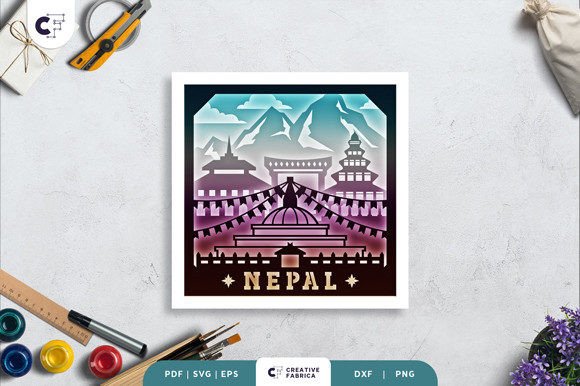 Nepal 3D Shadow Box Layered Paper Cut for Modern Blog Graphics