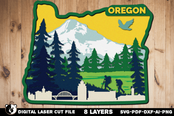 Oregon SVG, 3D Layered Laser Cut File for Wall Decor
