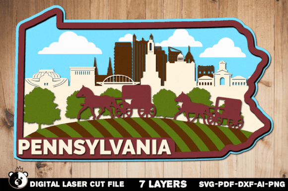 Pennsylvania SVG, 3D Laser Cut File for Wall Decor