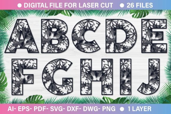 Summer 3d Alphabet Paper Cut SVG a-Z Graphics and Crafts